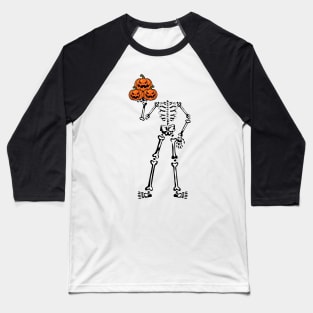 Skeleton Pumpkin Baseball T-Shirt